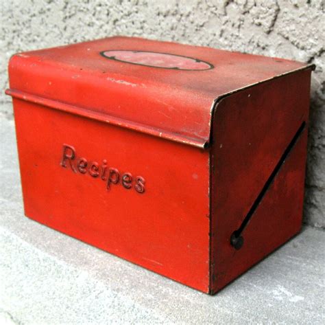 metal recipe box vintage 4 people|vintage recipe boxes wooden.